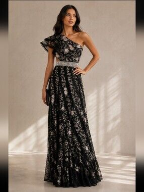 Mac Duggal  Floral‎ One-Shoulder Gown with Lace Details
